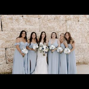 Azazie Light Blue Maxi Bridesmaid Dress
